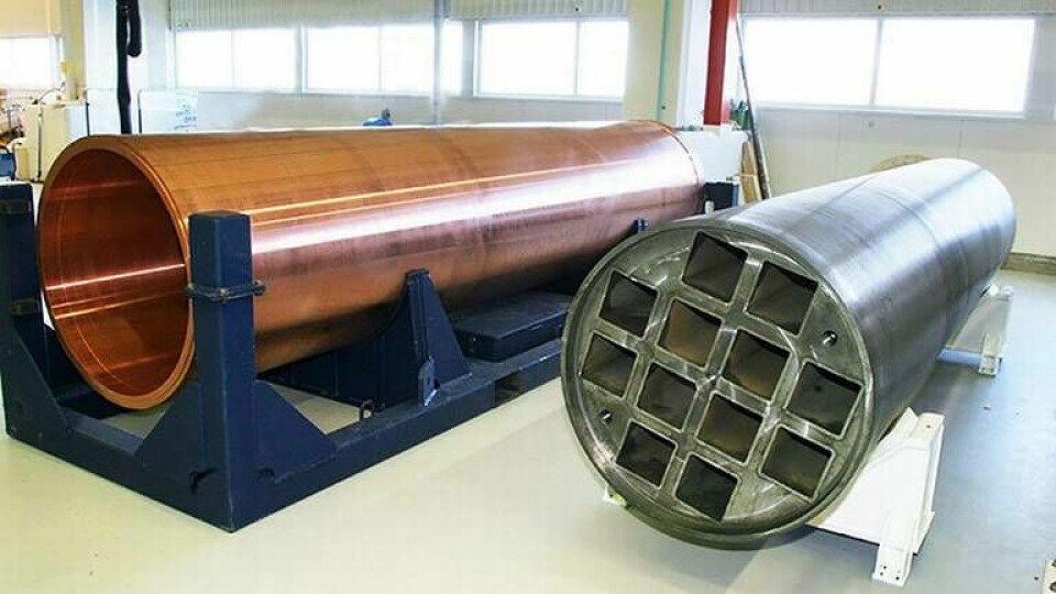 Kopparkapsel med insats av segjärn där det använda kärnbränslet ska inneslutas. Foto: Ny Teknik