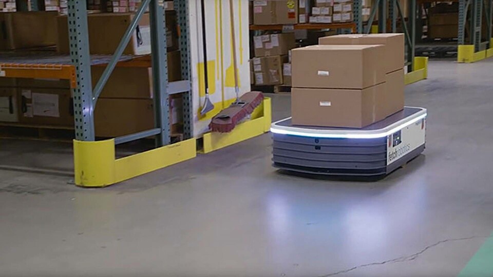 Lagerroboten med last. Foto: Fetch Robotics Lagerroboten med last. Foto: Fetch Robotics