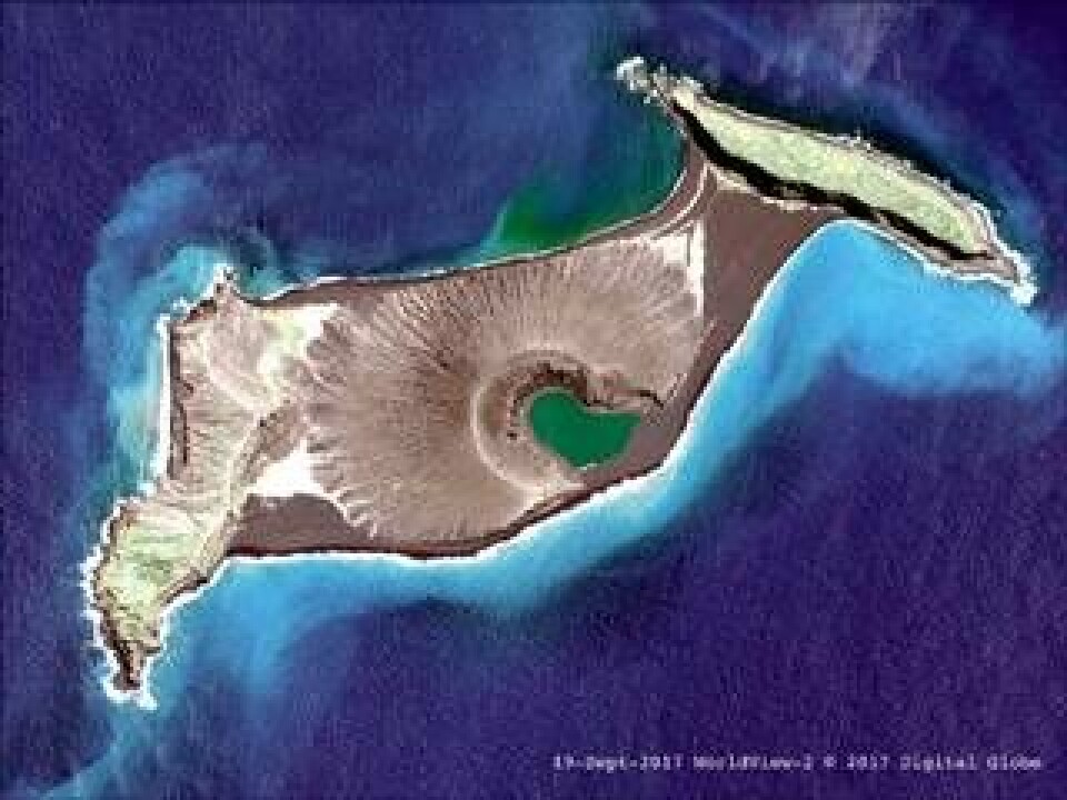 Högupplöst satellitbild av den tonganska ön vid 31 månader sept 19, 2017. Foto: DigitalGlobe