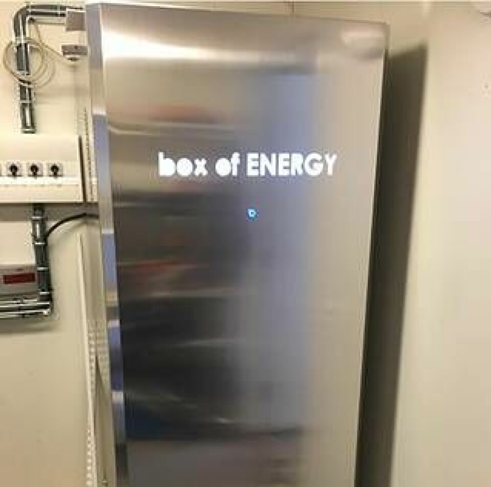 Energilagret i Kungsbacka har en lagringskapacitet om 21 kWh. Foto: Box of Energy