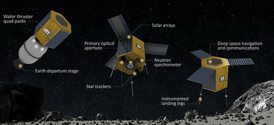 Innan Prospector-1 landar på asteroiden ska den fjärrgranskas. Foto: Deep Space Industries Innan Prospector-1 landar på asteroiden ska den fjärrgranskas. Foto: Deep Space Industries