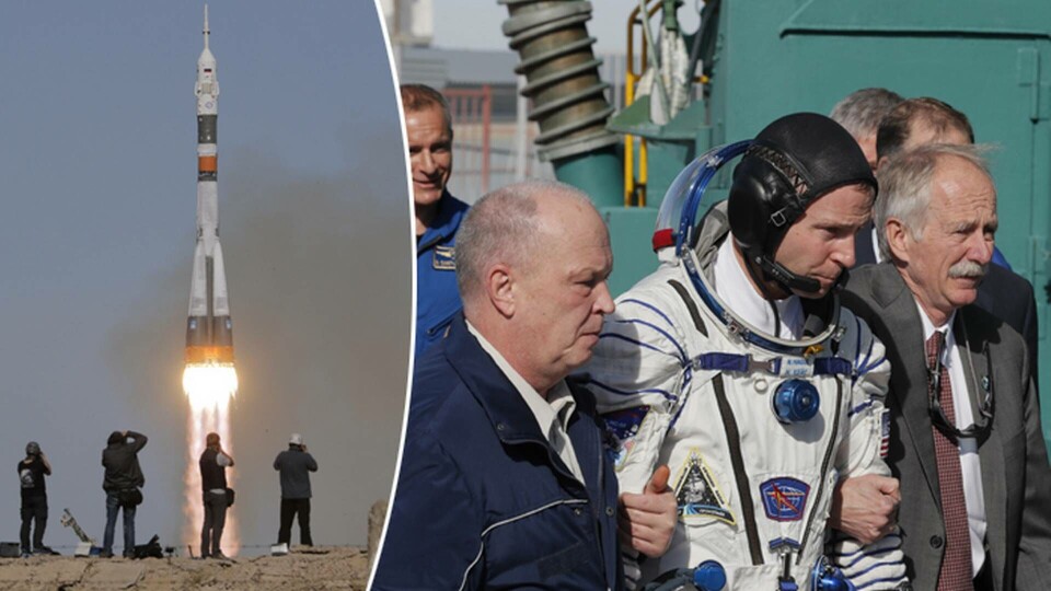 Amerikanske astronauten Nick Hague på väg till raketen Soyuz-FG. Foto: AP Photo/Dmitri Lovetsky/TT & AP Photo/Yuri Kochetkov/TT Amerikanske astronauten Nick Hague på väg till raketen Soyuz-FG. Foto: AP Photo/Dmitri Lovetsky/TT & AP Photo/Yuri Kochetkov/TT