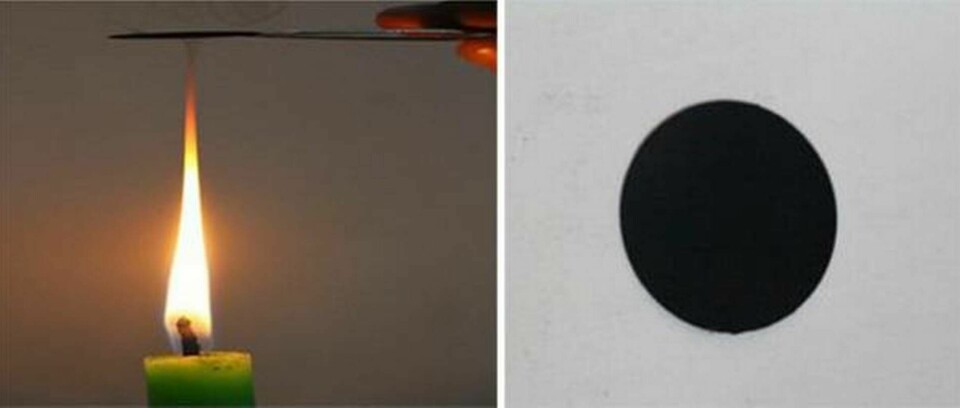 Sot från ett brinnande ljus insamlat på en metallplatta visar sig ha goda egenskaper för användning som batterielektrod. Foto: Indian Institute of Technology