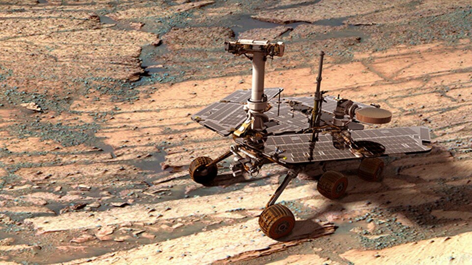 Opportunity har avlagt sin sista rapport från Mars. Nasa har nu dödförklarat rovern. Foto: Nasa