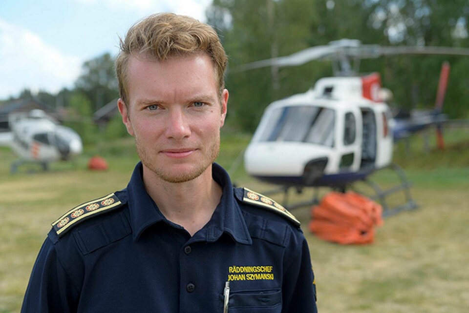 Räddningschefen för släckningsarbetet i Särna Johan Szymanski. Foto: Maja Suslin / TT Räddningschefen för släckningsarbetet i Särna Johan Szymanski. Foto: Maja Suslin / TT