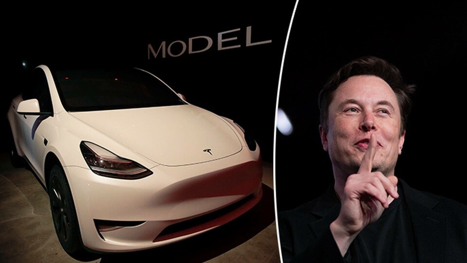 En Tesla Model Y och Elon Musk. Foto: TT En Tesla Model Y och Elon Musk. Foto: TT