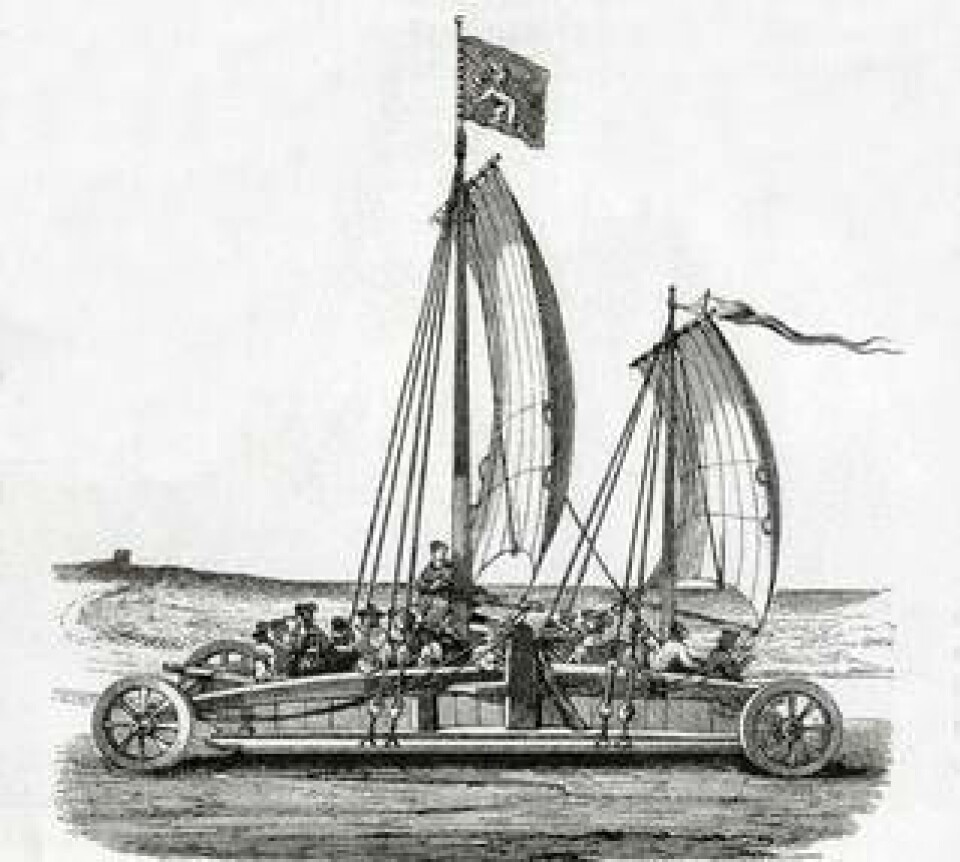 En etsning av en Wind Wagon från 1885. Foto: CCI/REX