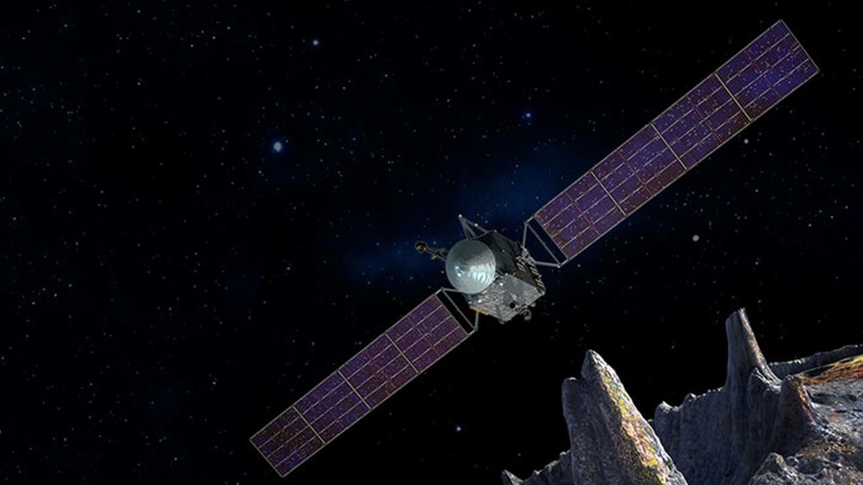 Illustration av farkosten som ska företa resan till 16 Psyche. Foto: SSL / ASU / P Rubin / NASA / JPL-Caltech Illustration av farkosten som ska företa resan till 16 Psyche. Foto: SSL / ASU / P Rubin / NASA / JPL-Caltech