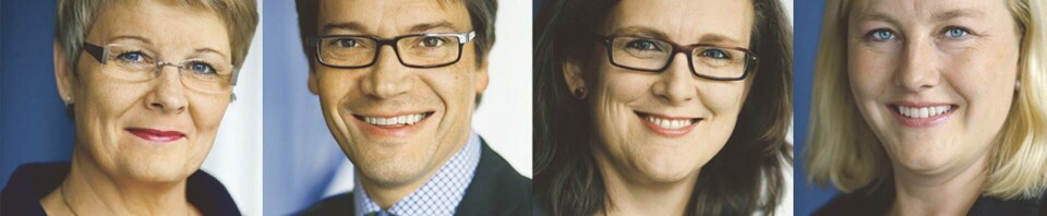 Maud Olofsson och Göran Hägglund har inga högskolepoäng alls, Cecilia Malmström och Ewa Björling har många. Foto: Pawel Flato Maud Olofsson och Göran Hägglund har inga högskolepoäng alls, Cecilia Malmström och Ewa Björling har många. Foto: Pawel Flato
