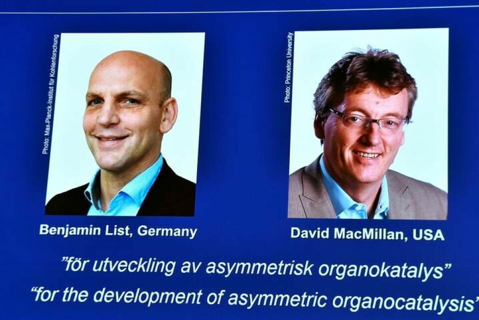 Benjamin List och David MacMillan tilldelas årets Nobelpris i kemi. Foto: Claudio Bresciani/TT