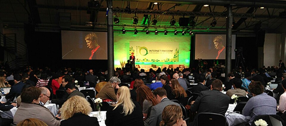 It-minister Anna-Karin Hatt öppningstalade på nätfrihetskonferensen Stockholm Internet Forum. Foto: Monica Kleja