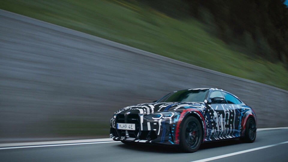 Testbilen har en modifierad kaross från BMW i4 M50. Foto: BMW Testbilen har en modifierad kaross från BMW i4 M50. Foto: BMW