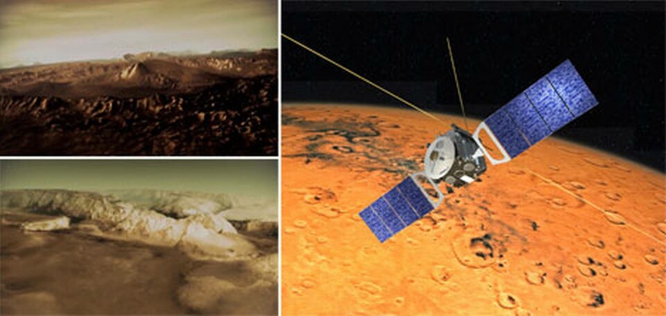 Data och bilder från Mars Express har använts för att göra en realistisk 3d-video med överflygningar av Mars. Foto: ESA & DLR Data och bilder från Mars Express har använts för att göra en realistisk 3d-video med överflygningar av Mars. Foto: ESA & DLR