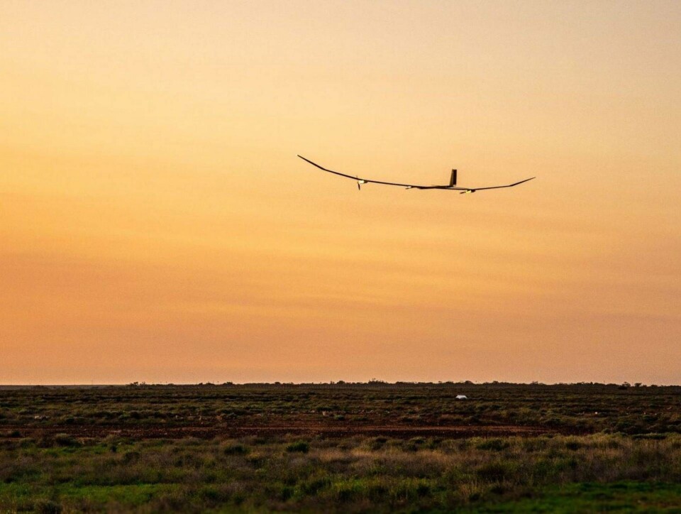 Den solcellsdrivna Hale-farkosten Phasa-35 vid jungfrufärden. Foto: Prismatic Den solcellsdrivna Hale-farkosten Phasa-35 vid jungfrufärden. Foto: Prismatic