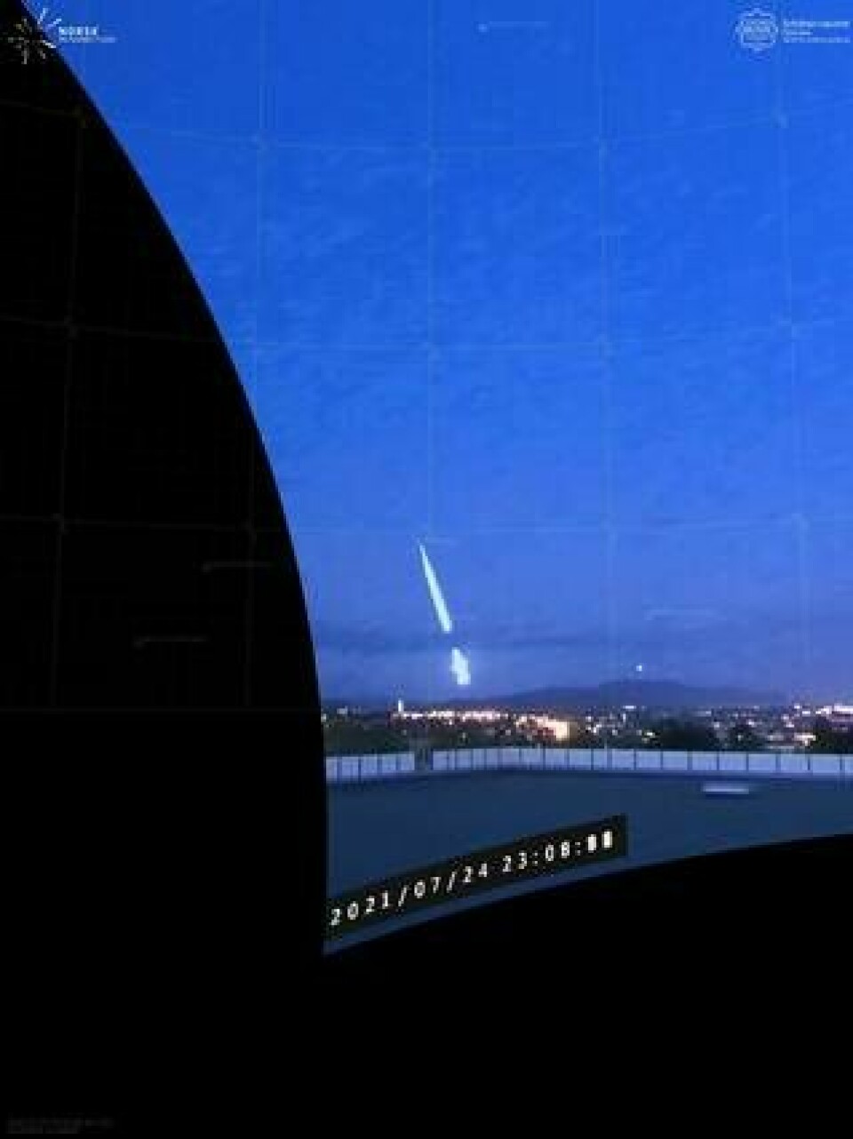 Meteoren fotograferad från Trondheim, Norge. Foto: Norsk meteornettverk