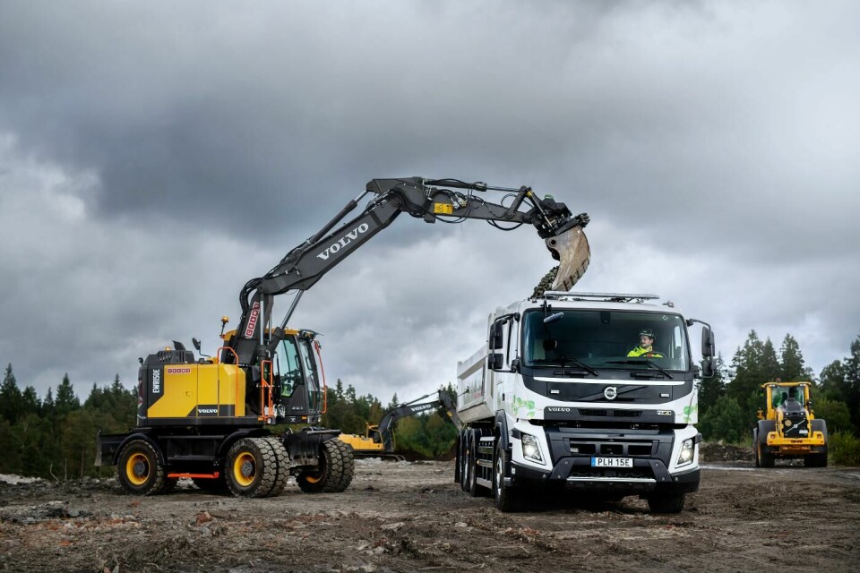 Eldriven lastväxlare av Volvo-modellen FMX. Foto: Patrik Olsson