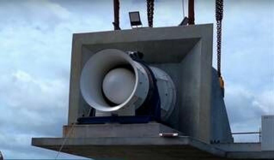 Här installeras turbinen, som tillsammans med ventilerna utgör de enda rörliga delarna. Foto: Wave Swell Energy