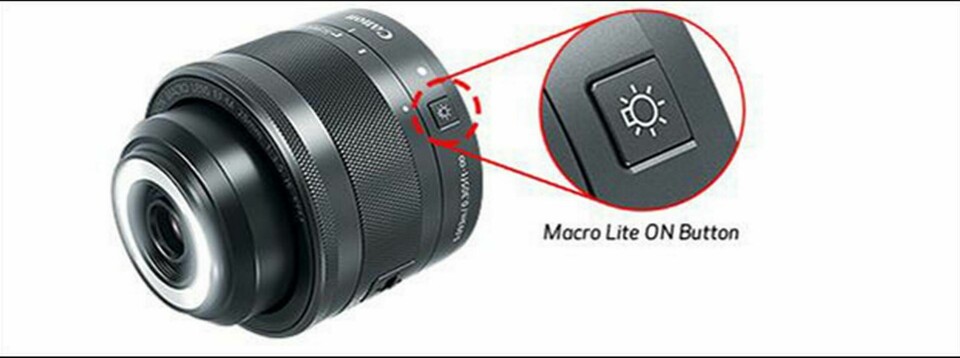 Makro-objektivet från Canon har en lampa uppdelad i två sektioner som kan tändas separat. Foto: Canon