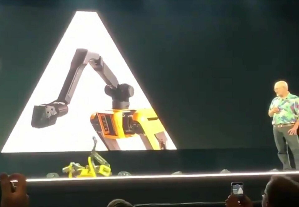 Boston Dynamics presentation på Amazons konferens Re:Mars. Foto: Yoda Aka (skärmklipp Youtube)