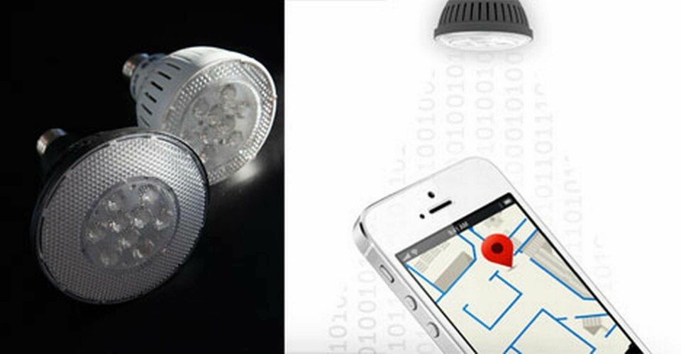 LED-lamporna skickar ljuspulser till mobilen vars position då visas på en karta. Foto: Bytelight