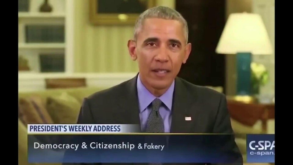 Fejkad video. Tidigare presidenten Barack Obama är en av dem som utsatts för 'deepfakes'. Foto: WNYC Studios Fejkad video. Tidigare presidenten Barack Obama är en av dem som utsatts för 'deepfakes'. Foto: WNYC Studios