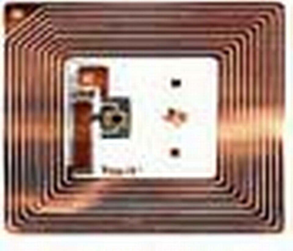 Rfid-tagg med mikrochip och antennkrets. Rfid-tagg med mikrochip och antennkrets.