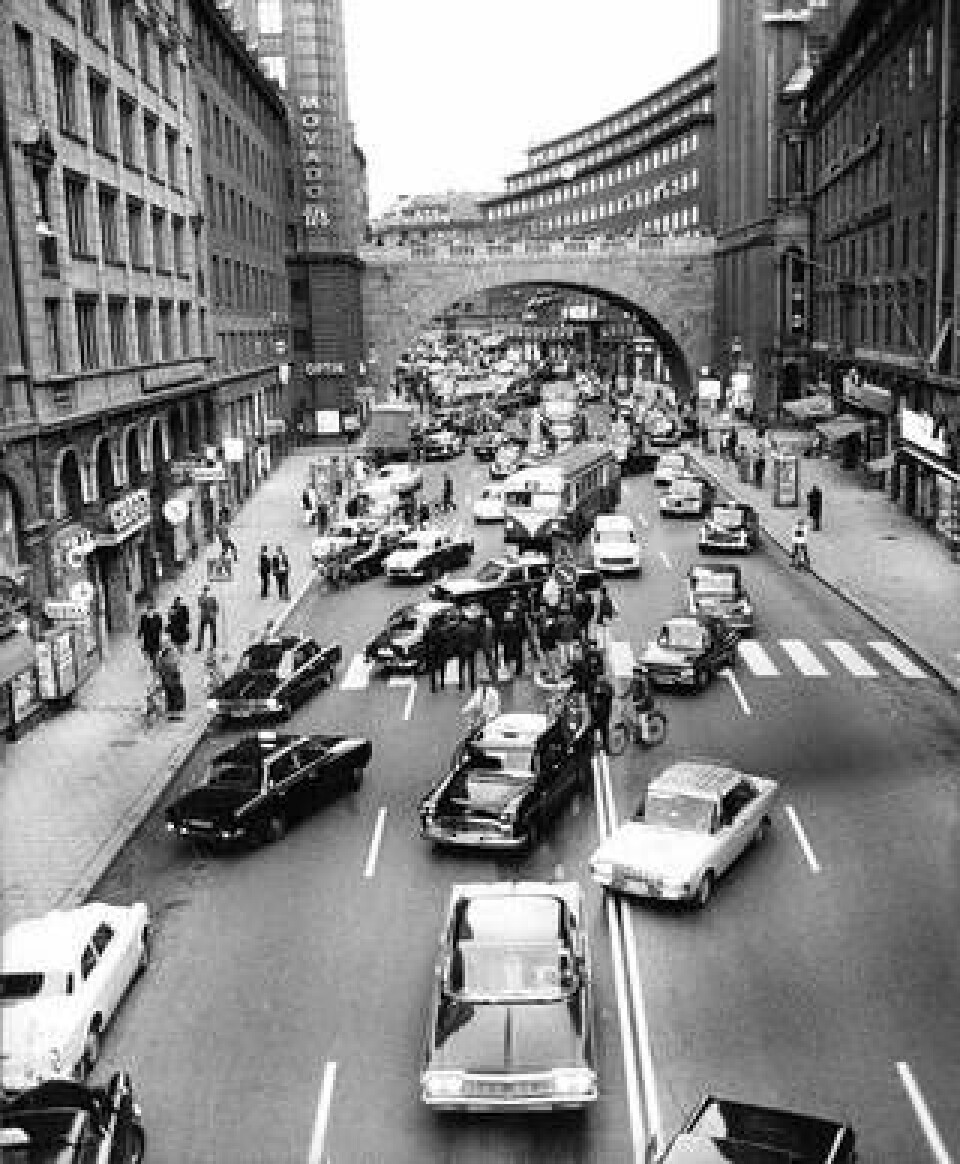 Övergång till högertrafik i Stockholm. Foto: Aftonbladet /IBL