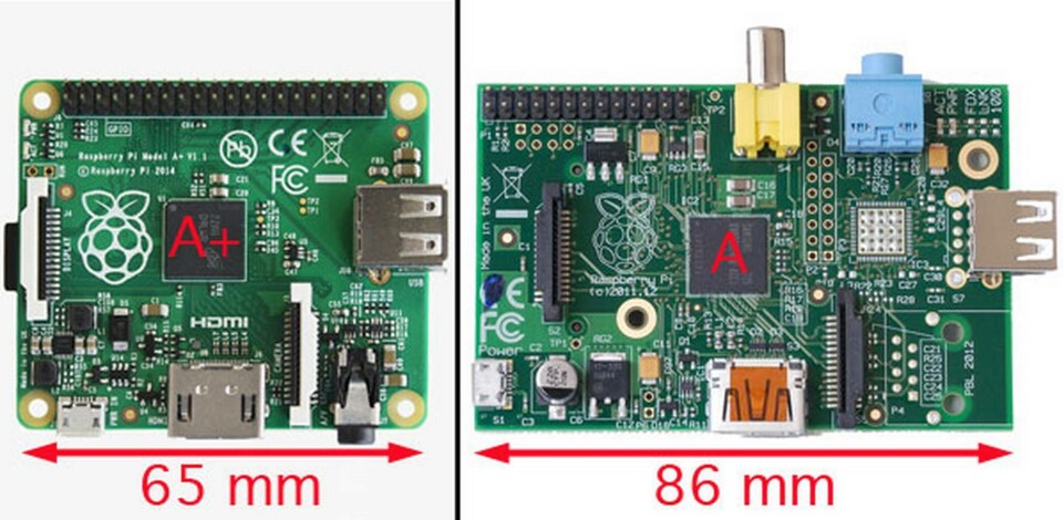 Nya Raspberry Pi A+ väger hälften så mycket som modell A. Foto: Raspberry Pi Nya Raspberry Pi A+ väger hälften så mycket som modell A. Foto: Raspberry Pi