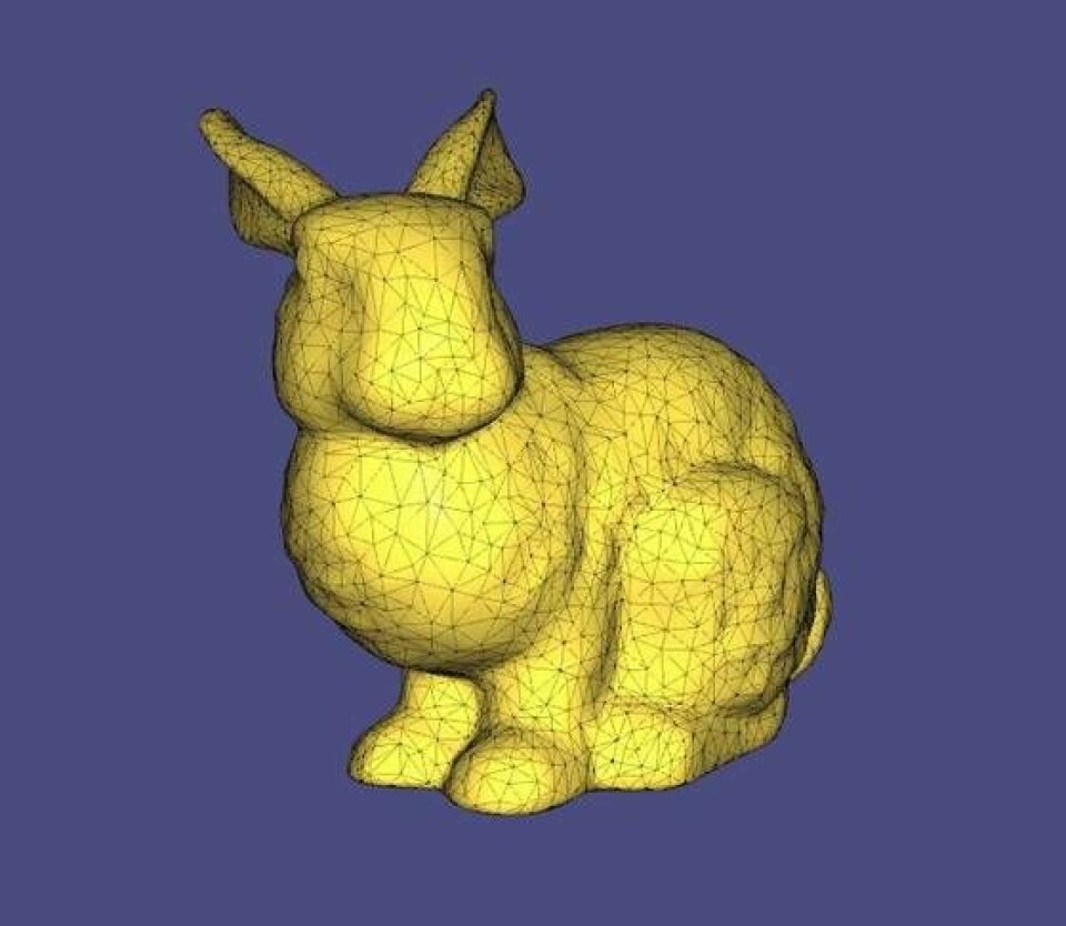 The Stanford Bunny, Stanford-kaninen, är en populär grafisk testmodell. Foto: G1malitm/Wikimedia Commons