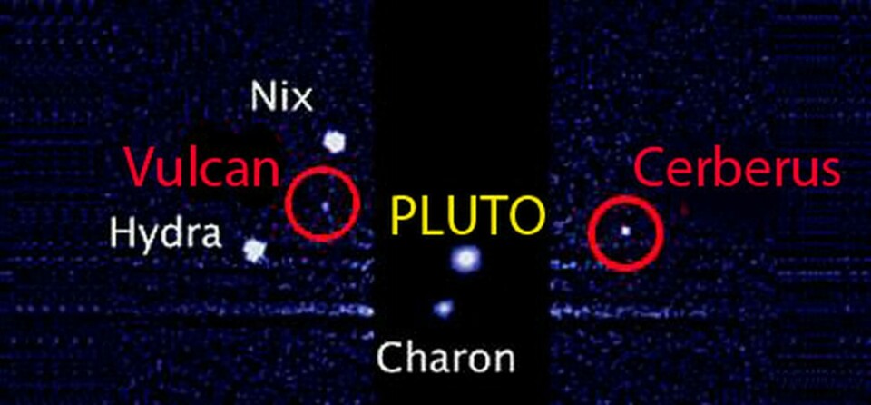 Vulcan och Cerberus vann omröstingen om namn på Plutos nya månar. Foto: Nasa, ESA, Mark Showalter