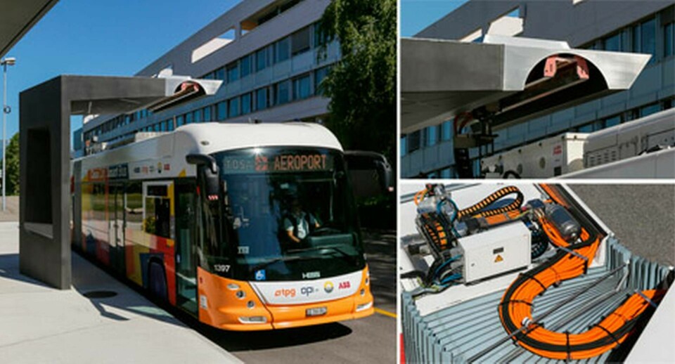 När batterierna snabbladdas vid busslinjens hållplatser kan man använda små och billiga batterier. Foto: EPFL