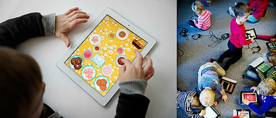 På Tegelhagens skola i Sollentuna används datorer och surfplattor naturligt i lek och undervisning. - Grundskolan har ett ansvar att lära barnen hantera ”informationsmonstret” – men inte förskolan, skriver debattören. Foto: Annika af Klercker / SvD / Scanpix På Tegelhagens skola i Sollentuna används datorer och surfplattor naturligt i lek och undervisning. - Grundskolan har ett ansvar att lära barnen hantera ”informationsmonstret” – men inte förskolan, skriver debattören. Foto: Annika af Klercker / SvD / Scanpix