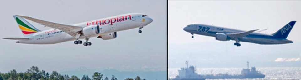 Här lyfter Boeing 787 Dreamliner i Afrika och Japan efter det upphävda flygförbudet som drabbade flygplanstypen i början av 2013. Foto: Scanpix & Ethiopian Airlines Här lyfter Boeing 787 Dreamliner i Afrika och Japan efter det upphävda flygförbudet som drabbade flygplanstypen i början av 2013. Foto: Scanpix & Ethiopian Airlines