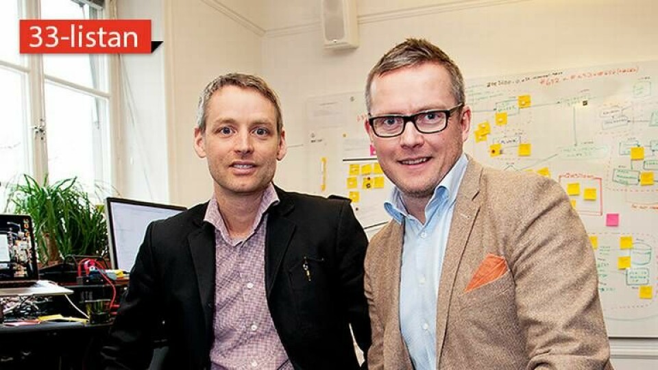 Erik Ramberg och Thomas Ericson grundade Springworks, som utvecklat teknik för att koppla upp bilar. Foto: Jörgen Appelgren