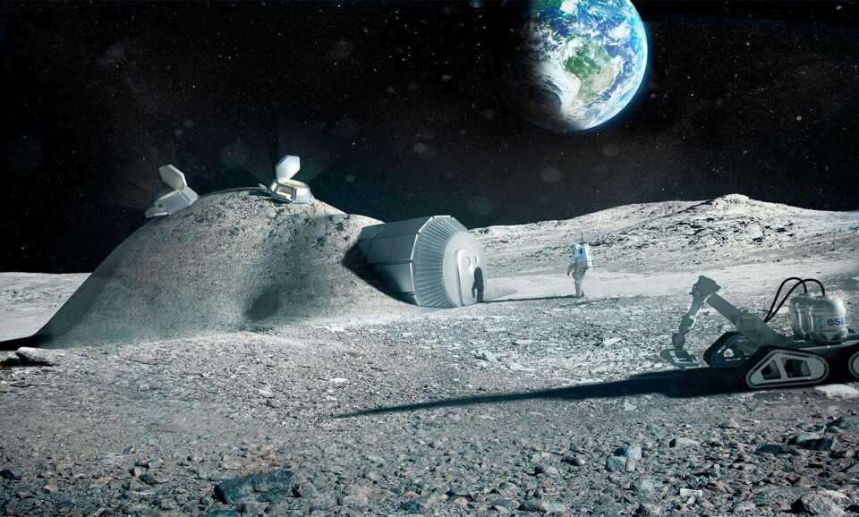 Lös månjord och särskilda kammare som är placerade under djupt vatten kan göra framtidens månbaser säkrare för astronauter. Foto: Nasa Lös månjord och särskilda kammare som är placerade under djupt vatten kan göra framtidens månbaser säkrare för astronauter. Foto: Nasa