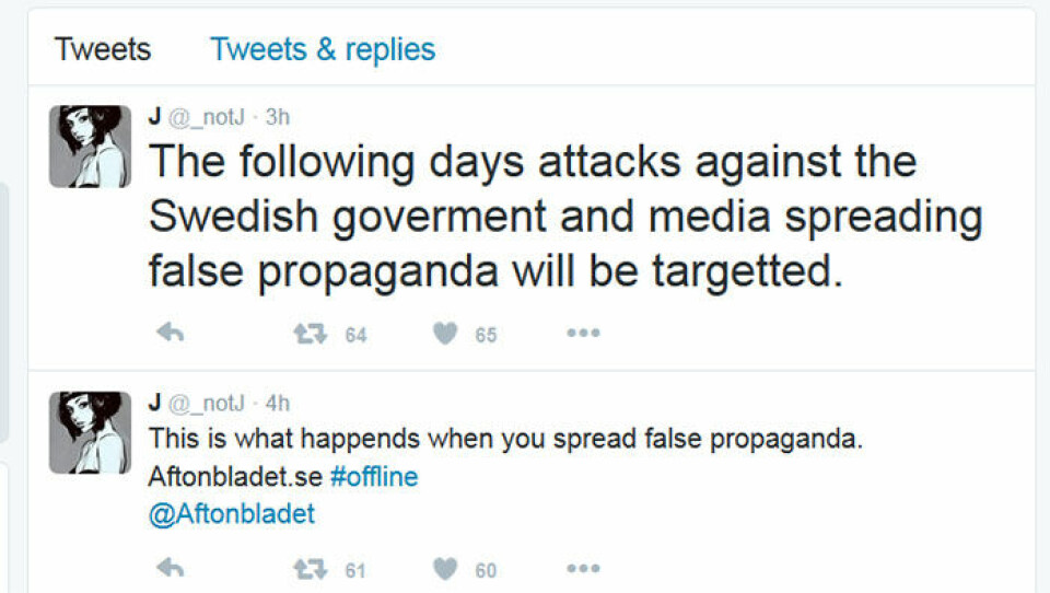 Två tweets är heta spår. Två tweets är heta spår.