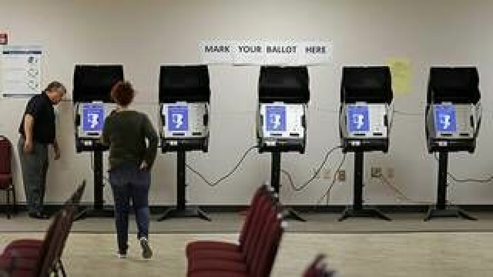 Vallokal i Conyers, Georgia, som 2017 testade nya digitala röstningsmaskiner. Foto: David Goldman/AP