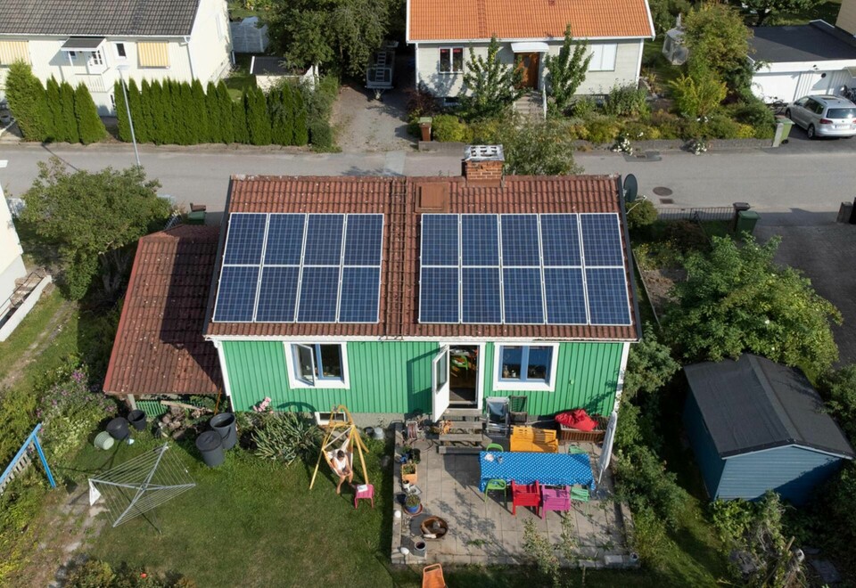 Solceller på en villa i Uppsala. Arkivbild. Foto: Fredrik Sandberg/TT
