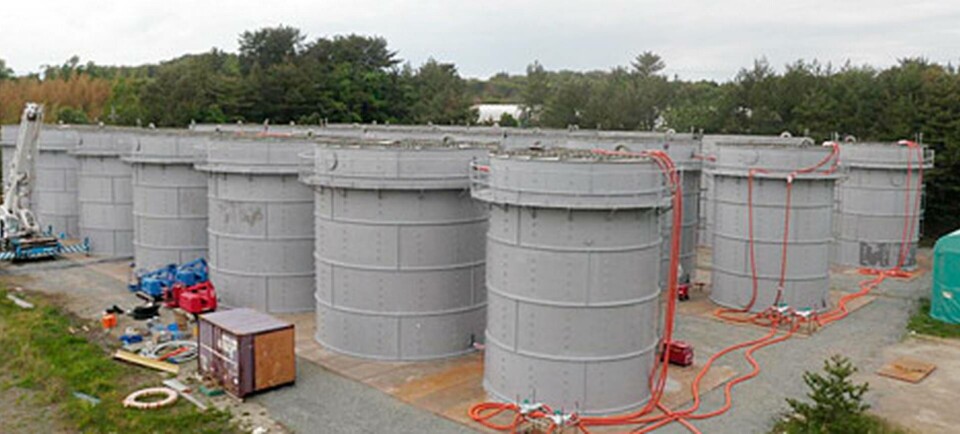 Några de tankar för kontaminerat vatten som byggts kring kärnkraftanläggningen Fukushima Daiichi. Foto: Tepco Några de tankar för kontaminerat vatten som byggts kring kärnkraftanläggningen Fukushima Daiichi. Foto: Tepco