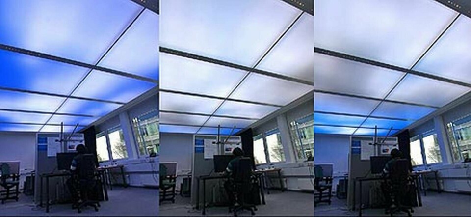LED-taket tar in himlen på kontoret.