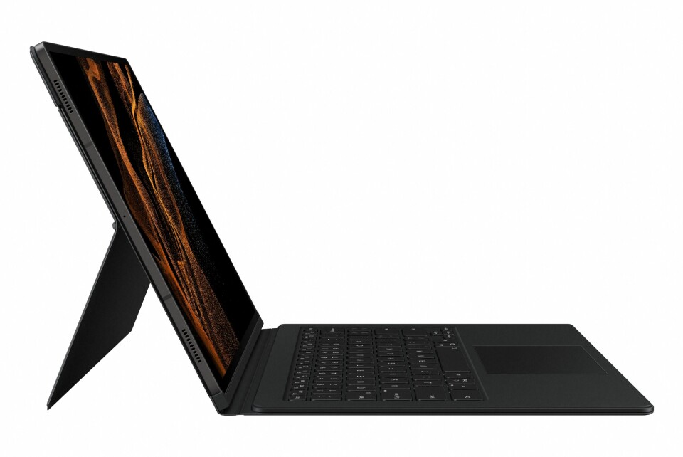 Tangentbord med inbyggd pekplatta kan köpas till Galaxy Tab S8 Ultra. Foto: Press