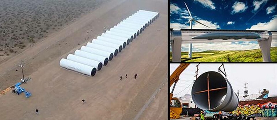 De första rören till en Hyperloop har levererats till byggplatsen för en testbana. Foto: CNNMoney De första rören till en Hyperloop har levererats till byggplatsen för en testbana. Foto: CNNMoney