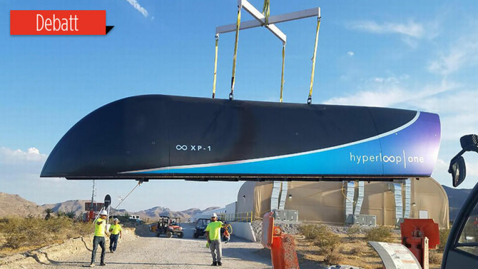 Testabana av Hyperloop One i full skala i Nevada. Foto: Hyperloop one