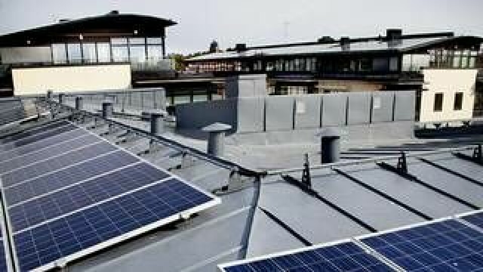 Solceller finns redan på taket till tre av byggnaderna. Foto: Jörgen Appelgren