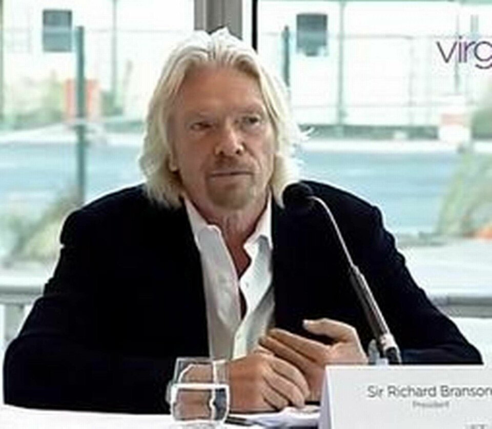 Sir Richard Branson på presskonferensen på onsdagen.