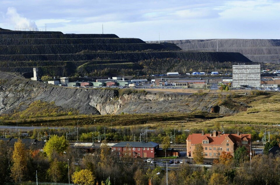 Utsikt över Kiruna centralstation och LKAB:s gruva i Kirunavaara. Arkivbild. Foto: HENRIK MONTGOMERY / TT
